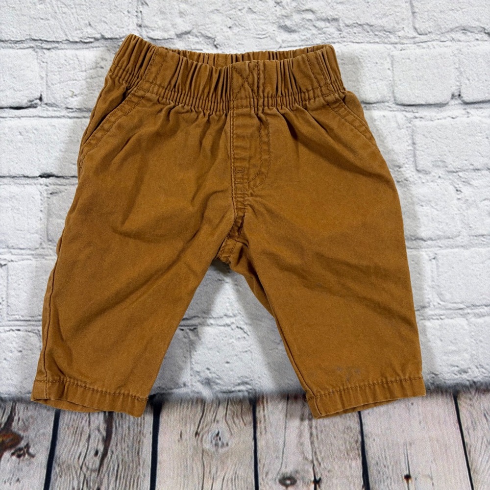 Carters Baby Boys Brown Cotton Chino Pants Elastic Waist Size 3 Months